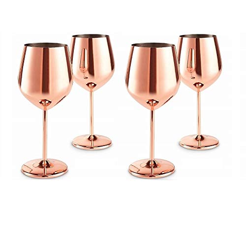 Copper Stemless Champagne Flute Glasses, Set of 4